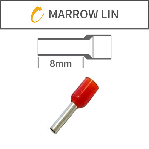 1.0mm² Bootlace Pins 8mm Lgth Red Pk100